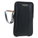 BURBERRY Shoulder Pouch Leather Black Gold Auth am12646V-1