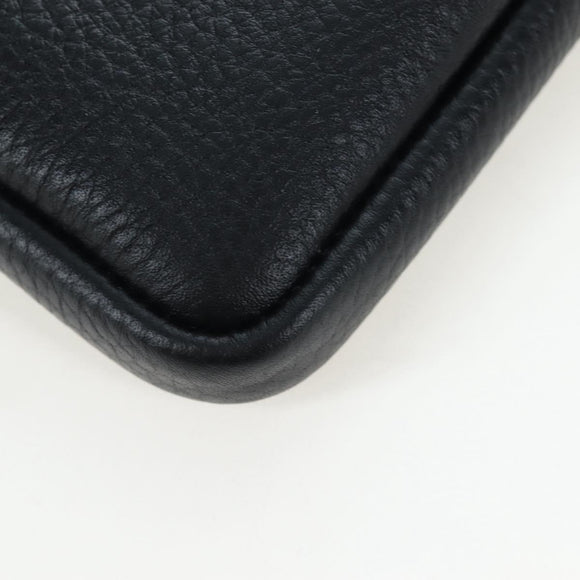BURBERRY Shoulder Pouch Leather Black Gold Auth am12646V