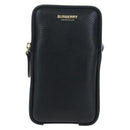 BURBERRY Shoulder Pouch Leather Black Gold Auth am12646V-13