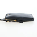 BURBERRY Shoulder Pouch Leather Black Gold Auth am12646V-3