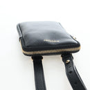 BURBERRY Shoulder Pouch Leather Black Gold Auth am12646V-6