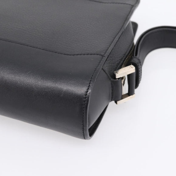CARTIER Clutch Bag Leather Black Silver Auth am12649A