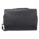 CARTIER Clutch Bag Leather Black Silver Auth am12649A-2