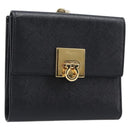 Salvatore Ferragamo Gancini Gamaguchi Compact Wallet Leather Black Auth am12650V-1