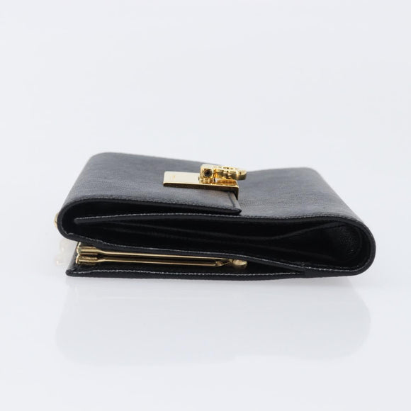 Salvatore Ferragamo Gancini Gamaguchi Compact Wallet Leather Black Auth am12650V
