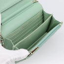 CHANEL Matelasse Chain Shoulder Wallet Lamb Skin Green Gold CC Auth am12655SAM-21