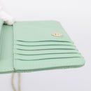 CHANEL Matelasse Chain Shoulder Wallet Lamb Skin Green Gold CC Auth am12655SAM-22