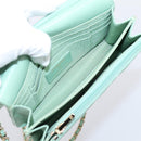 CHANEL Matelasse Chain Shoulder Wallet Lamb Skin Green Gold CC Auth am12655SAM-25