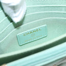 CHANEL Matelasse Chain Shoulder Wallet Lamb Skin Green Gold CC Auth am12655SAM-26
