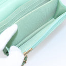 CHANEL Matelasse Chain Shoulder Wallet Lamb Skin Green Gold CC Auth am12655SAM-27