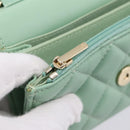CHANEL Matelasse Chain Shoulder Wallet Lamb Skin Green Gold CC Auth am12655SAM-28
