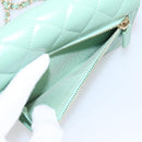 CHANEL Matelasse Chain Shoulder Wallet Lamb Skin Green Gold CC Auth am12655SAM-29