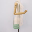 CHANEL Matelasse Chain Shoulder Wallet Lamb Skin Green Gold CC Auth am12655SAM-30