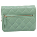 CHANEL Matelasse Chain Shoulder Wallet Lamb Skin Green Gold CC Auth am12655SAM-2