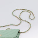 CHANEL Matelasse Chain Shoulder Wallet Lamb Skin Green Gold CC Auth am12655SAM-14