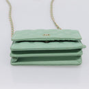 CHANEL Matelasse Chain Shoulder Wallet Lamb Skin Green Gold CC Auth am12655SAM-5