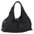 BOTTEGA VENETA INTRECCIATO Hand Bag Leather Black Gold Auth am12657V-1