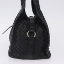 BOTTEGA VENETA INTRECCIATO Hand Bag Leather Black Gold Auth am12657V-3