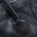 CELINE Luggage Mini Shopper Hand Bag Leather Navy Gold Auth am12658A-10