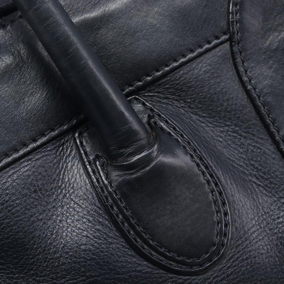 CELINE Luggage Mini Shopper Hand Bag Leather Navy Gold Auth am12658A