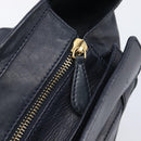 CELINE Luggage Mini Shopper Hand Bag Leather Navy Gold Auth am12658A-19