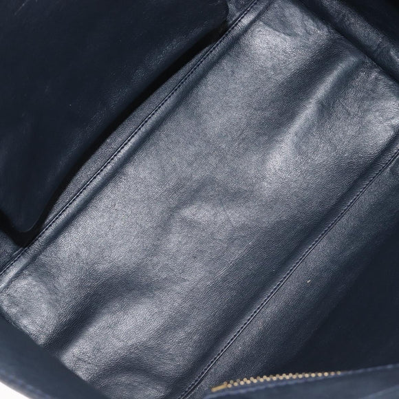 CELINE Luggage Mini Shopper Hand Bag Leather Navy Gold Auth am12658A