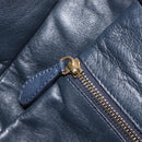 CELINE Luggage Mini Shopper Hand Bag Leather Navy Gold Auth am12658A-22
