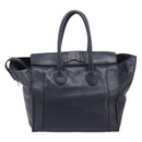 CELINE Luggage Mini Shopper Hand Bag Leather Navy Gold Auth am12658A-2