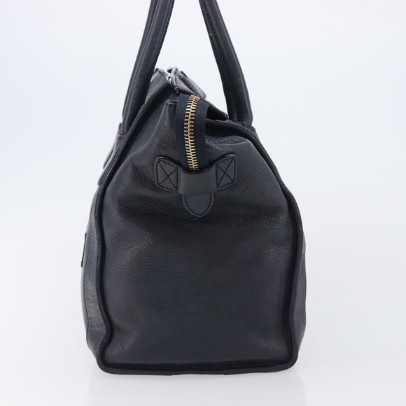 CELINE Luggage Mini Shopper Hand Bag Leather Navy Gold Auth am12658A