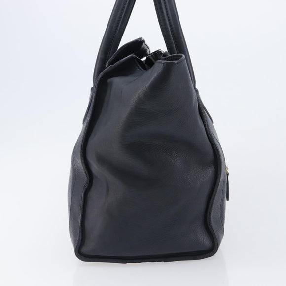 CELINE Luggage Mini Shopper Hand Bag Leather Navy Gold Auth am12658A