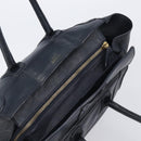 CELINE Luggage Mini Shopper Hand Bag Leather Navy Gold Auth am12658A-6