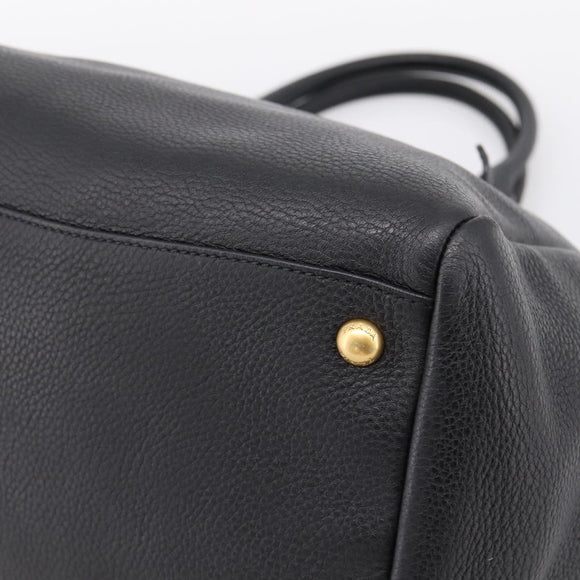 PRADA Hand Bag Leather 2way Black Gold BN2793 Auth am12660V