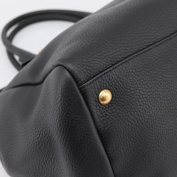 PRADA Hand Bag Leather 2way Black Gold BN2793 Auth am12660V