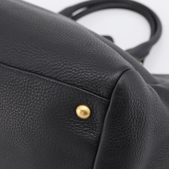 PRADA Hand Bag Leather 2way Black Gold BN2793 Auth am12660V