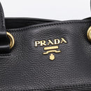 PRADA Hand Bag Leather 2way Black Gold BN2793 Auth am12660V-17
