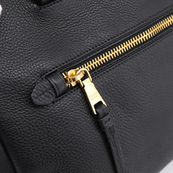 PRADA Hand Bag Leather 2way Black Gold BN2793 Auth am12660V