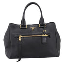 PRADA Hand Bag Leather 2way Black Gold BN2793 Auth am12660V-13