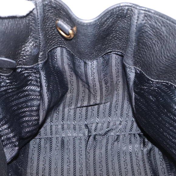 PRADA Hand Bag Leather 2way Black Gold BN2793 Auth am12660V