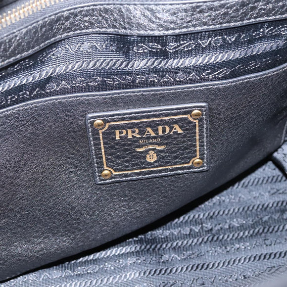 PRADA Hand Bag Leather 2way Black Gold BN2793 Auth am12660V