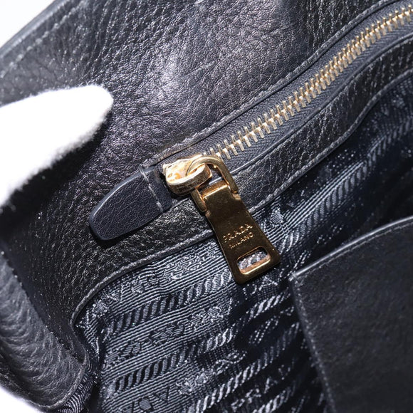 PRADA Hand Bag Leather 2way Black Gold BN2793 Auth am12660V