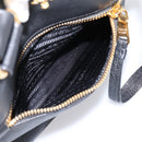 PRADA Hand Bag Leather 2way Black Gold BN2793 Auth am12660V-26