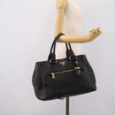 PRADA Hand Bag Leather 2way Black Gold BN2793 Auth am12660V-27