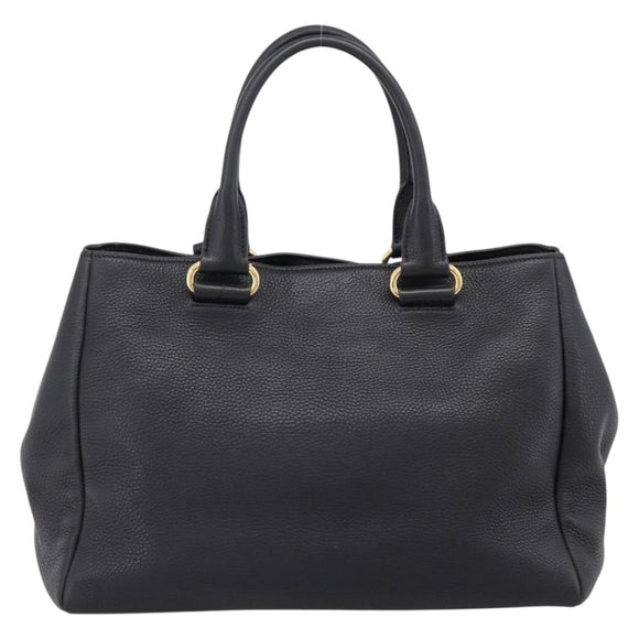 PRADA Hand Bag Leather 2way Black Gold BN2793 Auth am12660V