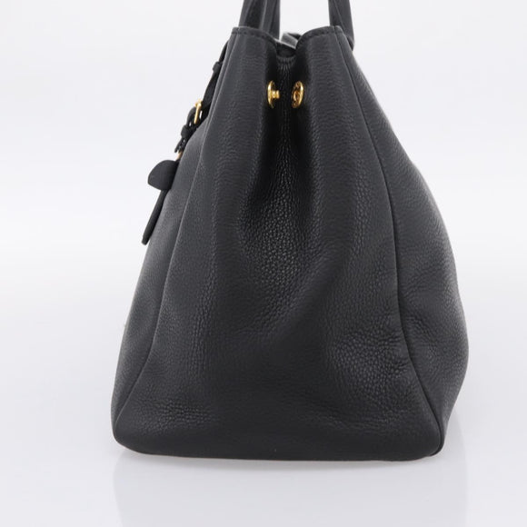 PRADA Hand Bag Leather 2way Black Gold BN2793 Auth am12660V