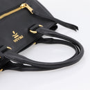 PRADA Hand Bag Leather 2way Black Gold BN2793 Auth am12660V-7