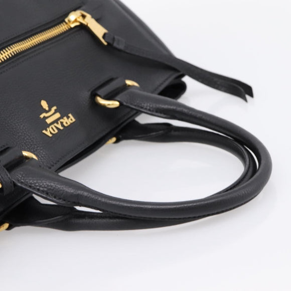PRADA Hand Bag Leather 2way Black Gold BN2793 Auth am12660V