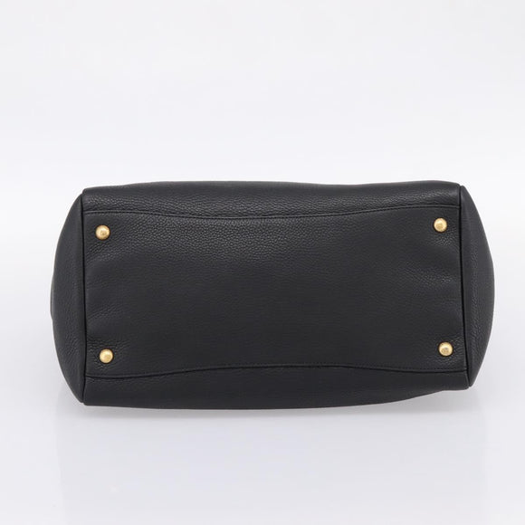 PRADA Hand Bag Leather 2way Black Gold BN2793 Auth am12660V