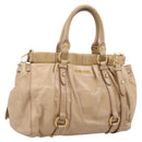 Miu Miu Hand Bag Leather 2way Beige Gold Auth am12661V-1