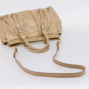 Miu Miu Hand Bag Leather 2way Beige Gold Auth am12661V-9