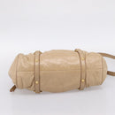 Miu Miu Hand Bag Leather 2way Beige Gold Auth am12661V-5